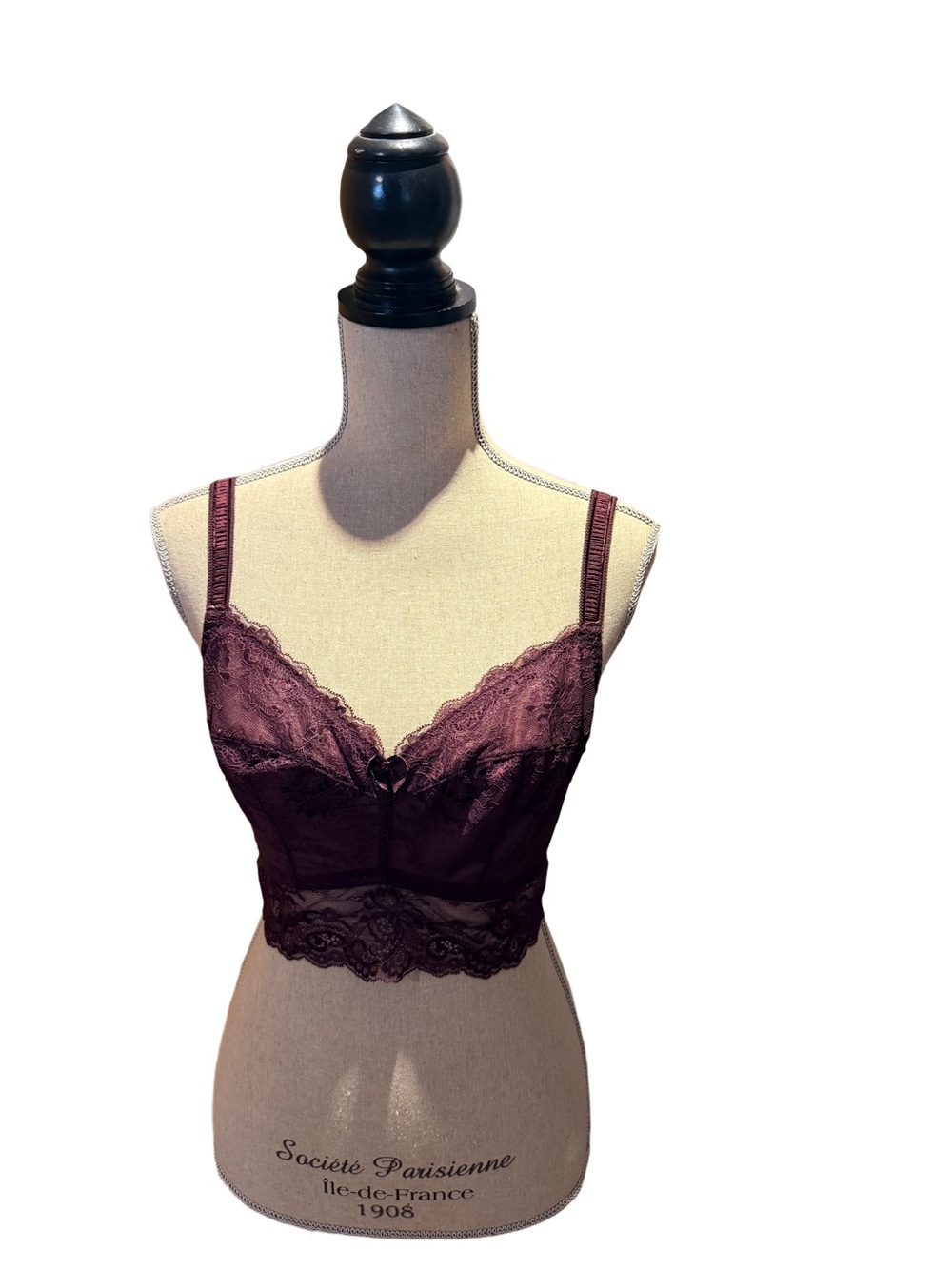 blush lingerie — “Sweetest Sin” 1/4 Wire Bralette in Wine. Size XL